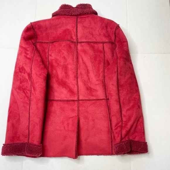 STYLE & Co. Red Faux Sherpa Paneled Zip Up Collared Jacket Size Large - Picture 3 of 10